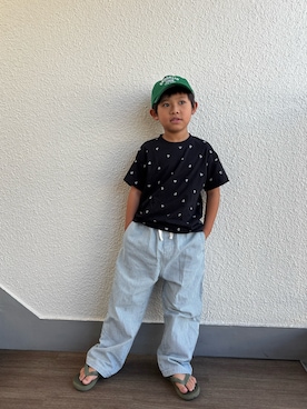 「DRC branshes（ディーアールシーブランシェス）の【DRC/綿100％】アソートグラフィックガールズ半袖Tシャツ（Tシャツ/カットソー、ブラック系）」を使った、P×Kさん（キッズ・124cm）の秋コーディネート