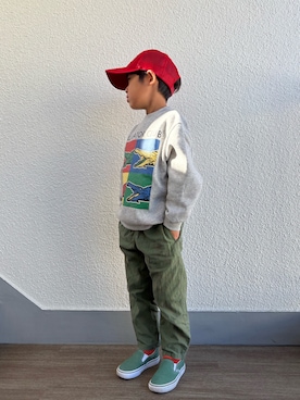 「アイテム（カーゴパンツ）」を使った、P×Kさん（キッズ・110cm）の冬コーディネート