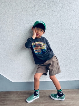 「アイテム（スリッポン）」を使った、P×Kさん（キッズ・110cm）の秋コーディネート