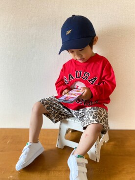 「アイテム（帽子、ブルー系）」を使った、P×Kさん（キッズ・110cm）の秋コーディネート