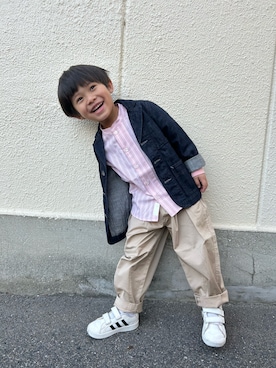 「5歳」｜「アイテム（デニムジャケット）」を使った、P×Kさん（キッズ・100cm）の冬コーディネート