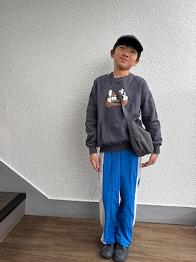 「newhattan（ニューハッタン）のアイテム（キャップ）」を使った、P×Kさん（キッズ・140cm）の春コーディネート