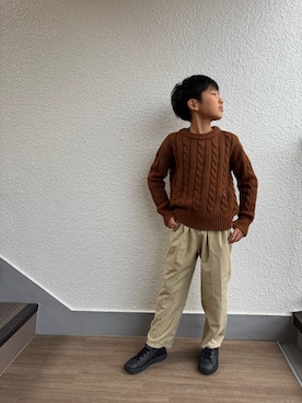 「アイテム（スニーカー）」を使った、P×Kさん（キッズ・139cm）の冬コーディネート