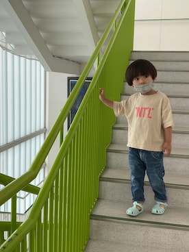 「apres les cours（アプレレクール）のアイテム（サンダル）」を使った、P×Kさん（キッズ・90cm）の夏コーディネート