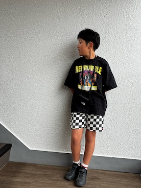 「黒スニーカー」｜P×Kさん（キッズ・143cm）の秋コーディネート