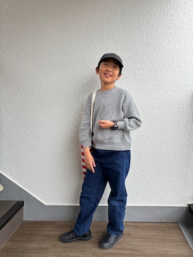 「adidas（アディダス）の《adidas》GRAND COURT 2.0 EL C（スニーカー、ブラック系）」を使った、P×Kさん（キッズ・120cm）の春コーディネート