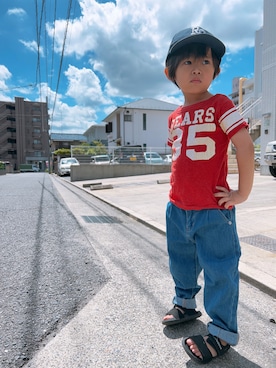 「RADCHAP（ラッドチャップ）のアイテム」を使った、P×Kさん（キッズ・100cm）の夏コーディネート
