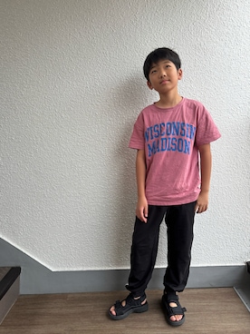 「PAIRMANON STREET（ペアマノンストリート）の【PAIRMANON STREET】マルチファンクション 吸水速乾 ジョガー テーパード パンツ（その他パンツ、ブラック系）」を使った、P×Kさん（キッズ・124cm）の秋コーディネート