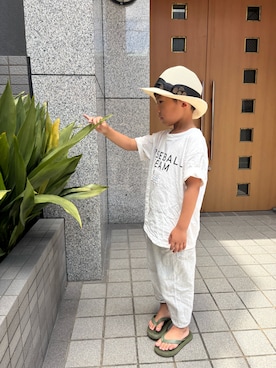 「アイテム（デニムパンツ）」を使った、P×Kさん（キッズ・110cm）の夏コーディネート