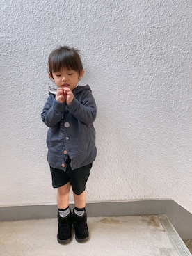 「スウエットパンツ」｜「アイテム（ブーツ）」を使った、P×Kさん（キッズ・90cm）の秋コーディネート