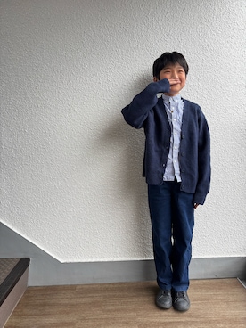 「adidas（アディダス）の《adidas》GRANDCOURT2.0ELK（スニーカー、ブラック系）」を使った、P×Kさん（キッズ・120cm）の春コーディネート