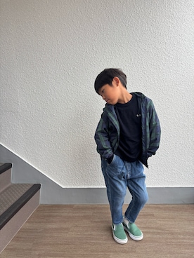 「アイテム（ナイロンジャケット）」を使った、P×Kさん（キッズ・110cm）の秋コーディネート