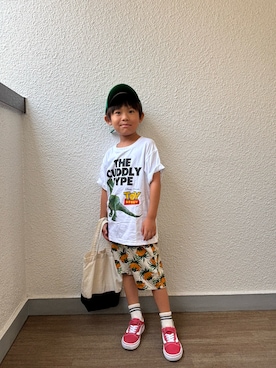 「アイテム（キャップ）」を使った、P×Kさん（キッズ・110cm）の秋コーディネート