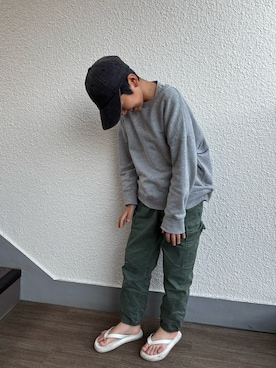 「newhattan（ニューハッタン）の【newhattan】  ニューハッタン キャップ STONE WASHED TWILL CAP（キャップ、ブラック系）」を使った、P×Kさん（キッズ・120cm）の春コーディネート