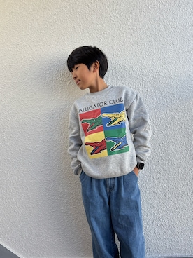 「アイテム（デジタル腕時計）」を使った、P×Kさん（キッズ・138cm）の冬コーディネート