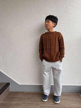 「アイテム（ニット/セーター）」を使った、P×Kさん（キッズ・138cm）の冬コーディネート