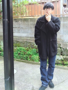 「黒縁メガネ」｜「アイテム（その他アウター）」を使った、タカナシさん（メンズ・176cm）の秋コーディネート
