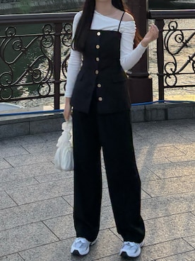 「LILY BROWN（リリーブラウン）のアイテム（パンツ）」を使った、はなはるさん（レディース・163cm）の夏コーディネート