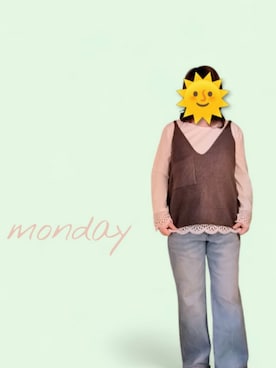 「しまむら（シマムラ）のアイテム（デニムパンツ、ブルー系）」を使った、kamiさん（レディース・160cm）の冬コーディネート