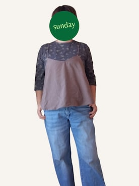 「しまむら（シマムラ）のアイテム（デニムパンツ、ブルー系）」を使った、kamiさん（レディース・160cm）の春コーディネート