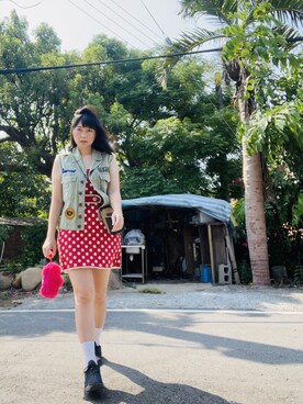 「red」｜「アイテム（財布/小物）」を使った、yifan3388さん（レディース・170cm）の夏コーディネート