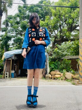 「blue」｜「アイテム（レッグウェア）」を使った、yifan3388さん（レディース・170cm）の夏コーディネート
