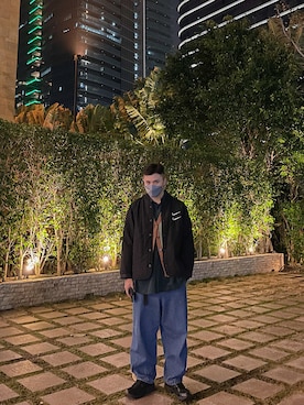 「NIKE（ナイキ）のアイテム（ノーカラージャケット）」を使った、chさん（メンズ・170cm）の冬コーディネート