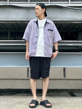 「JUNRED（ジュンレッド）のアイテム（キャップ）」を使った、makoさん（メンズ・172cm）の夏コーディネート