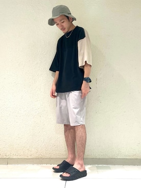「JUNRED（ジュンレッド）のアイテム（帽子）」を使った、makoさん（メンズ・172cm）の夏コーディネート