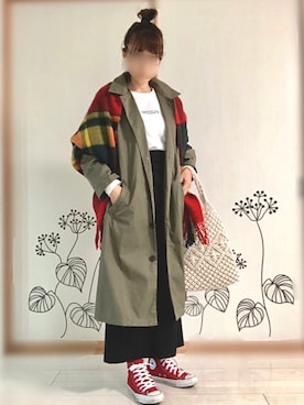 「Samansa Mos2 blue（サマンサモスモスブルー）のアイテム（ステンカラーコート）」を使った、chiEさん（レディース・156cm）の秋コーディネート