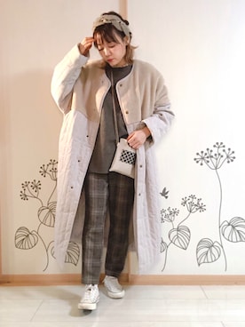 「classicalelf（クラシカルエルフ）のアイテム（ノーカラーコート）」を使った、chiEさん（レディース・156cm）の冬コーディネート