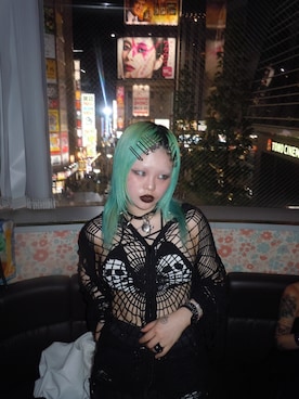 「XU（エックスユー）のアイテム（その他トップス、ブラック系）」を使った、けぽさん（レディース・153cm）の夏コーディネート