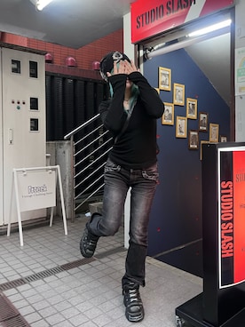 「NEW ROCK（ニューロック）のNEW ROCK/ニューロック/M-106-S1（ブーツ、ブラック系）」を使った、けぽさん（レディース・153cm）の夏コーディネート