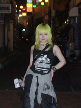 「Aliexpressのアイテム（タンクトップ、ブラック系）」を使った、けぽさん（レディース・153cm）の夏コーディネート