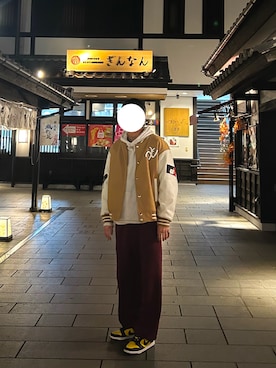 「アイテム（スタジャン）」を使った、Sukeさん（メンズ・181cm）の秋コーディネート