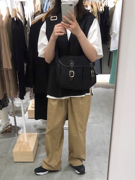 「Libra Cue（リブラ キュー）のアイテム（スラックス）」を使った、💡さん（レディース・154cm）の夏コーディネート