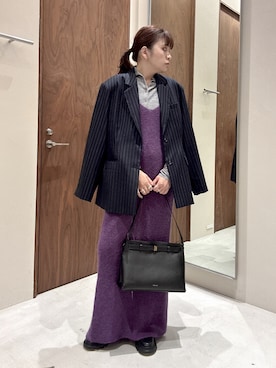 「アイテム（ワンピース/ドレス、パープル系）」を使った、H I R O M Iさん（レディース・162cm）の秋コーディネート