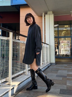 「ZARA（ザラ）のアイテム（ブーツ）」を使った、あべかわさん（レディース・160cm）の秋コーディネート