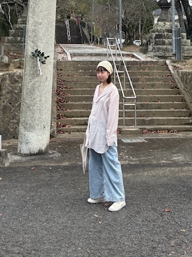 「アイテム（エコバッグ/サブバッグ）」を使った、あべかわさん（レディース・160cm）の秋コーディネート