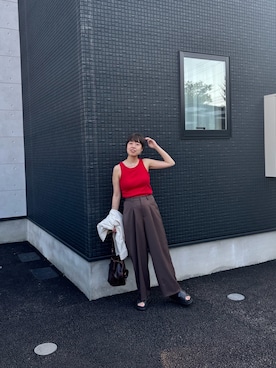 「アイテム（タンクトップ、レッド系）」を使った、あべかわさん（レディース・160cm）の夏コーディネート