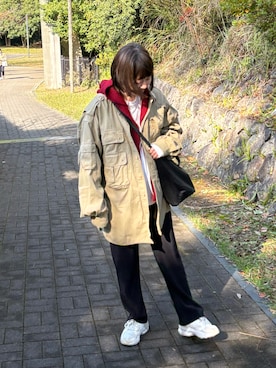 「アイテム（トートバッグ、ブラック系）」を使った、あべかわさん（レディース・160cm）の冬コーディネート