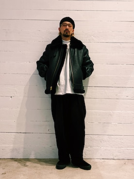 Schott ブラック ムートンジャケット L schottのムートンコートを使った人気ファッションコーディネート - WEAR