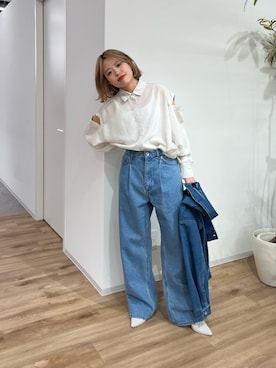 「FREE'S MART（フリーズマート）のアイテム（デニムジャケット）」を使った、𝐒𝐡𝐢𝐧𝐨さん（レディース・150cm）の春コーディネート