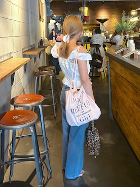 「アイテム（トートバッグ）」を使った、𝐒𝐡𝐢𝐧𝐨さん（レディース・150cm）の夏コーディネート