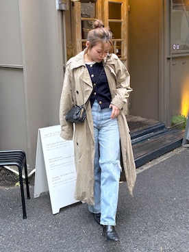 「アイテム（トレンチコート）」を使った、𝐒𝐡𝐢𝐧𝐨さん（レディース・150cm）の秋コーディネート