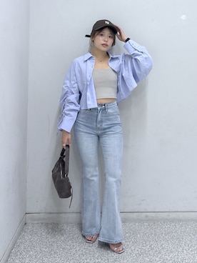 「FREE'S MART（フリーズマート）のアイテム（帽子）」を使った、𝐒𝐡𝐢𝐧𝐨さん（レディース・150cm）の夏コーディネート