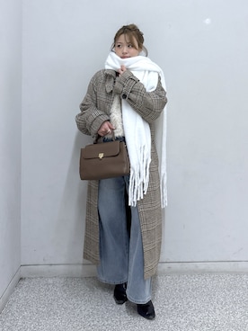 「アイテム（ステンカラーコート）」を使った、𝐒𝐡𝐢𝐧𝐨さん（レディース・150cm・20代）の冬コーディネート