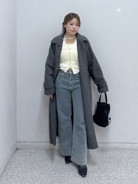 「アイテム（ステンカラーコート）」を使った、𝐒𝐡𝐢𝐧𝐨さん（レディース・150cm・20代）の冬コーディネート