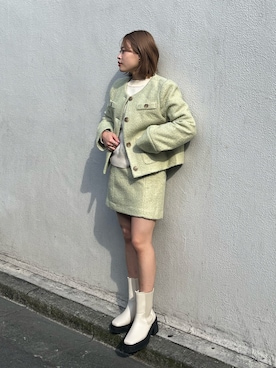 「FREE'S MART（フリーズマート）のアイテム（ノーカラージャケット）」を使った、𝐒𝐡𝐢𝐧𝐨さん（レディース・150cm）の冬コーディネート