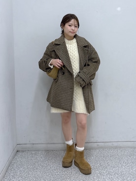 「アイテム（ピーコート）」を使った、𝐒𝐡𝐢𝐧𝐨さん（レディース・150cm）の冬コーディネート